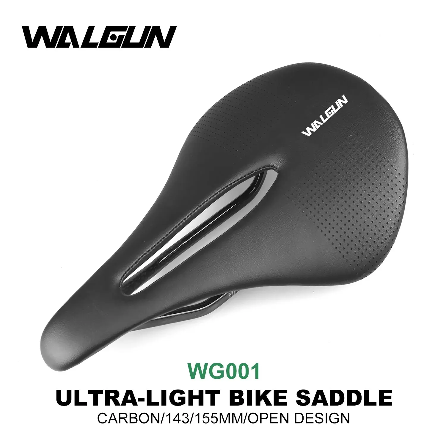 Walgun Ultralight Bicycle Saddle Cushion 3K Full Carbon Fiber Leather Bike Saddle Mountain Bike MTB Road Saddle 143/155 mm 106 g