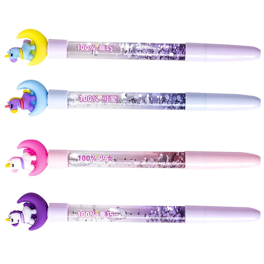 

4 Pcs Cartoon Writing School Supplies Kids Tools Blue Purple Pink Design