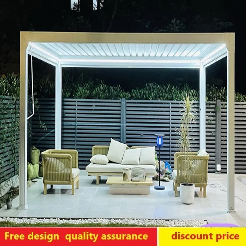 Outdoor ecological flipping gazebo courtyard aluminum alloy electric garden modern villa sun room pavilion new Chinese style