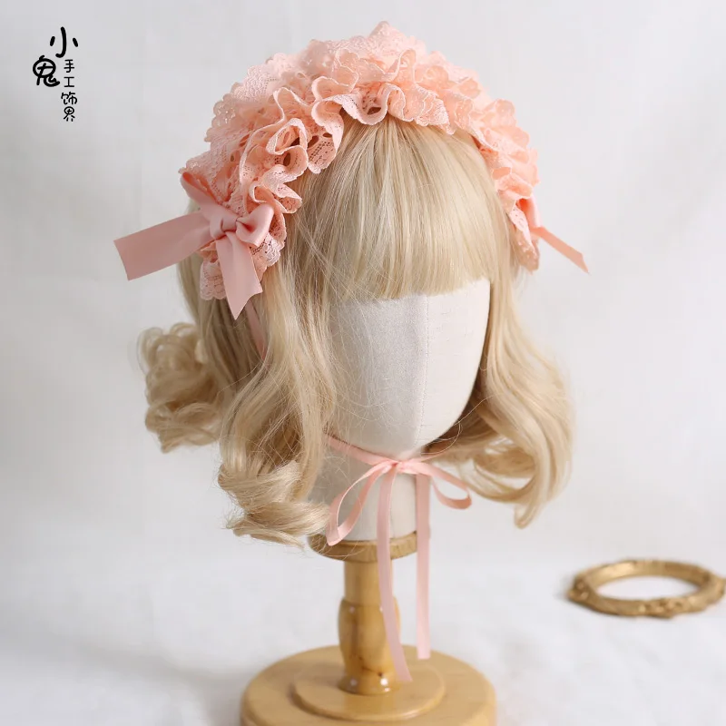 Dark Doll Lolita Gothic Hairpin Headdress Bow Hair Accessories Lo Niang All-Match Lace Hair Band