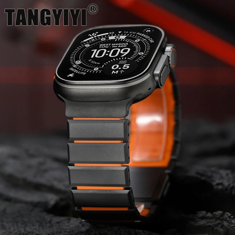 Stainless Steel Silicone Watch Strap For Apple Watch Series 11/10/9/8/7/6/5/SE/Ultra 3 Magnetic Band For iWatch 49/46/45/44/42mm