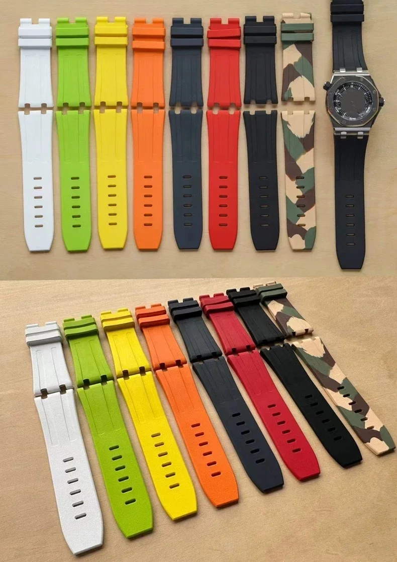 28-24mm Watchband for  AP Strap  15710 15703 FKM Rubber Watch Strap Pin Buckle Silicone Band