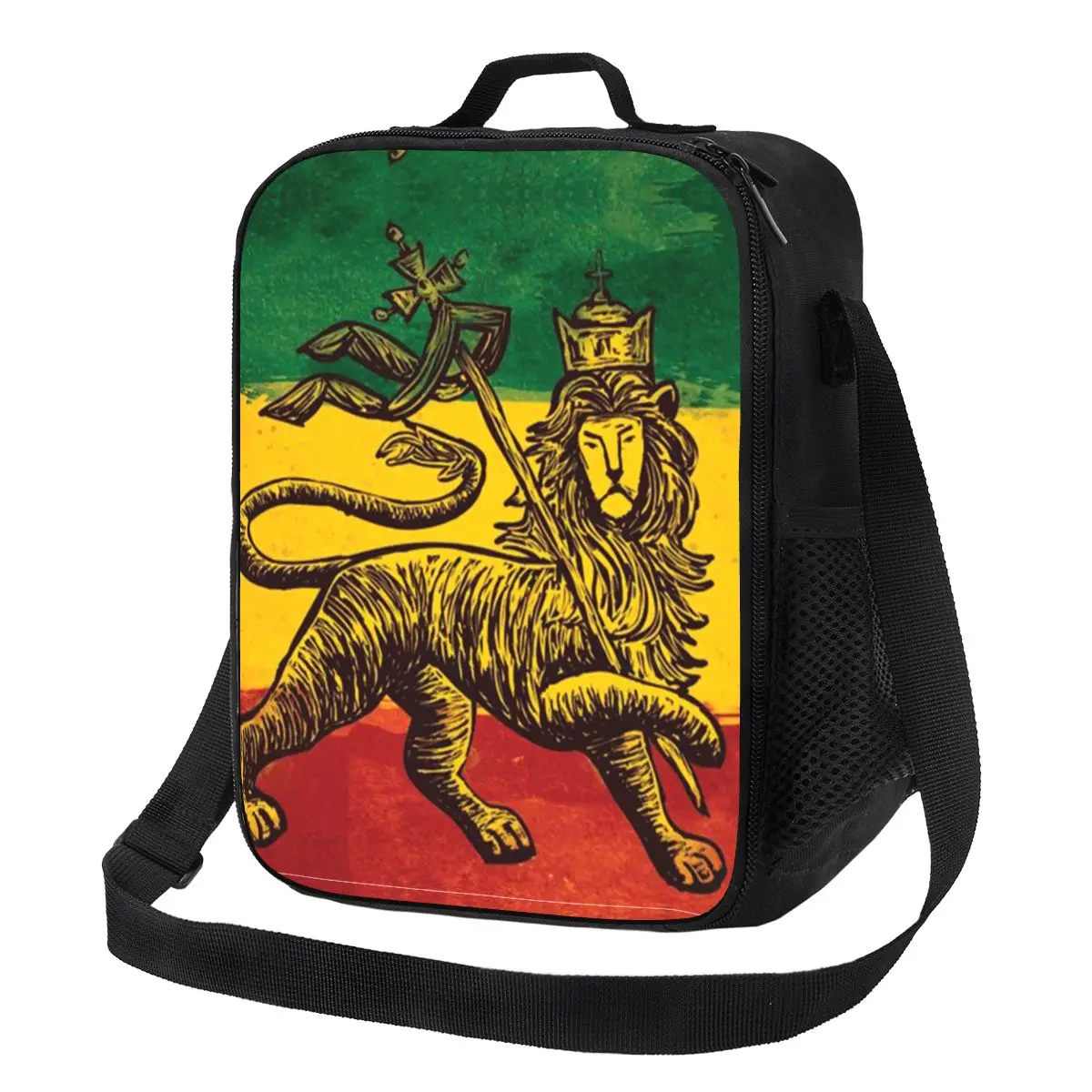 

Jamaican Rasta Flag Thermal Insulated Lunch Bag Women Jamaica Pride Lunch Tote for Work School Travel Storage Bento Food Box