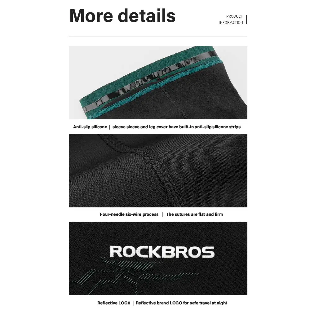 ROCKBROS Herbst Winter Radfahren Bein Hülse Männer Frauen Winddicht Fleece Arm Bein Wärmer Zyklus Sport Ärmeln Legging Fahrrad Ausrüstung – Detail 4