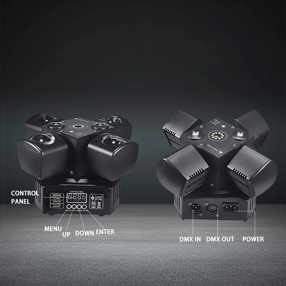 ไฟดิสโก้แบบเคลื่อนย้ายได้ 4 หัว พร้อมรีโมทคอนโทรล 48W DMX มินิบีม อุปกรณ์ดีเจเคลื่อนที่ ไฟเวทีสำหรับงานปาร์ตี้ คลับ คริสต์มาส งานวันเกิด