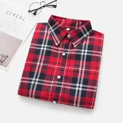 2024 Autumn New Women's Flannel Plaid Shirt Casual Long Sleeve Ladies Blouse and Tops Lady Slim College Style Checkered Clothes