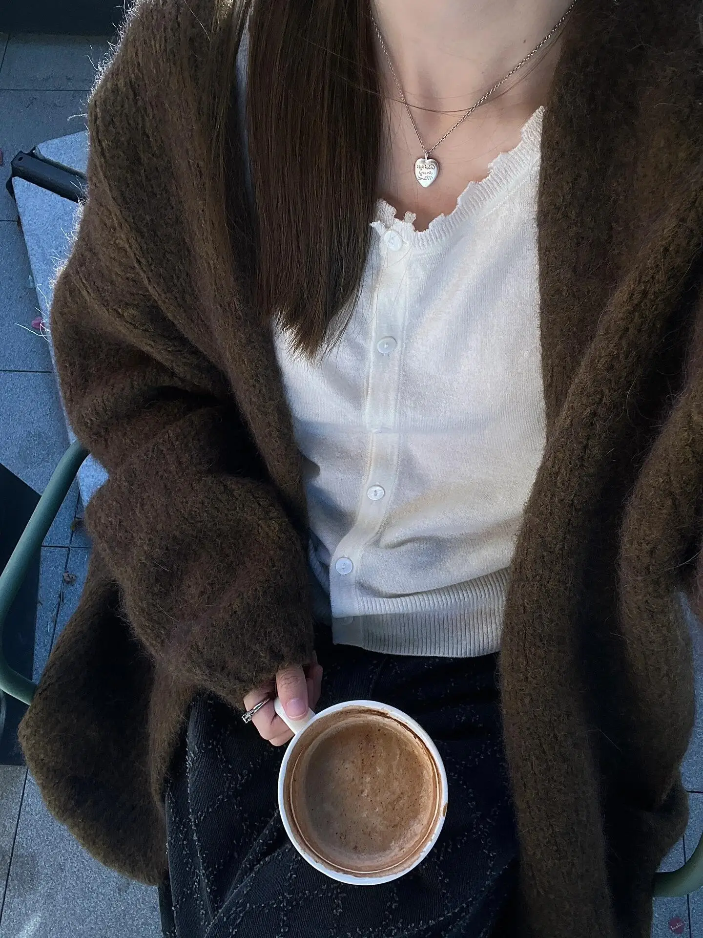 

Warm Thi Knitted Cardigan Sweater in Brown Loose Long Sle for Autumn Winter V-Ne Casual Comfortable Soft Woolen Coat