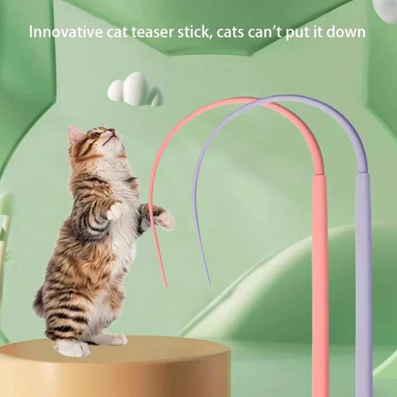 Creative Simulated Mouse Tail Cat Toy Teaser Funny Stick Silicone Long Tail Pet Interactive Toys Kitten Hunting Pet Supplies