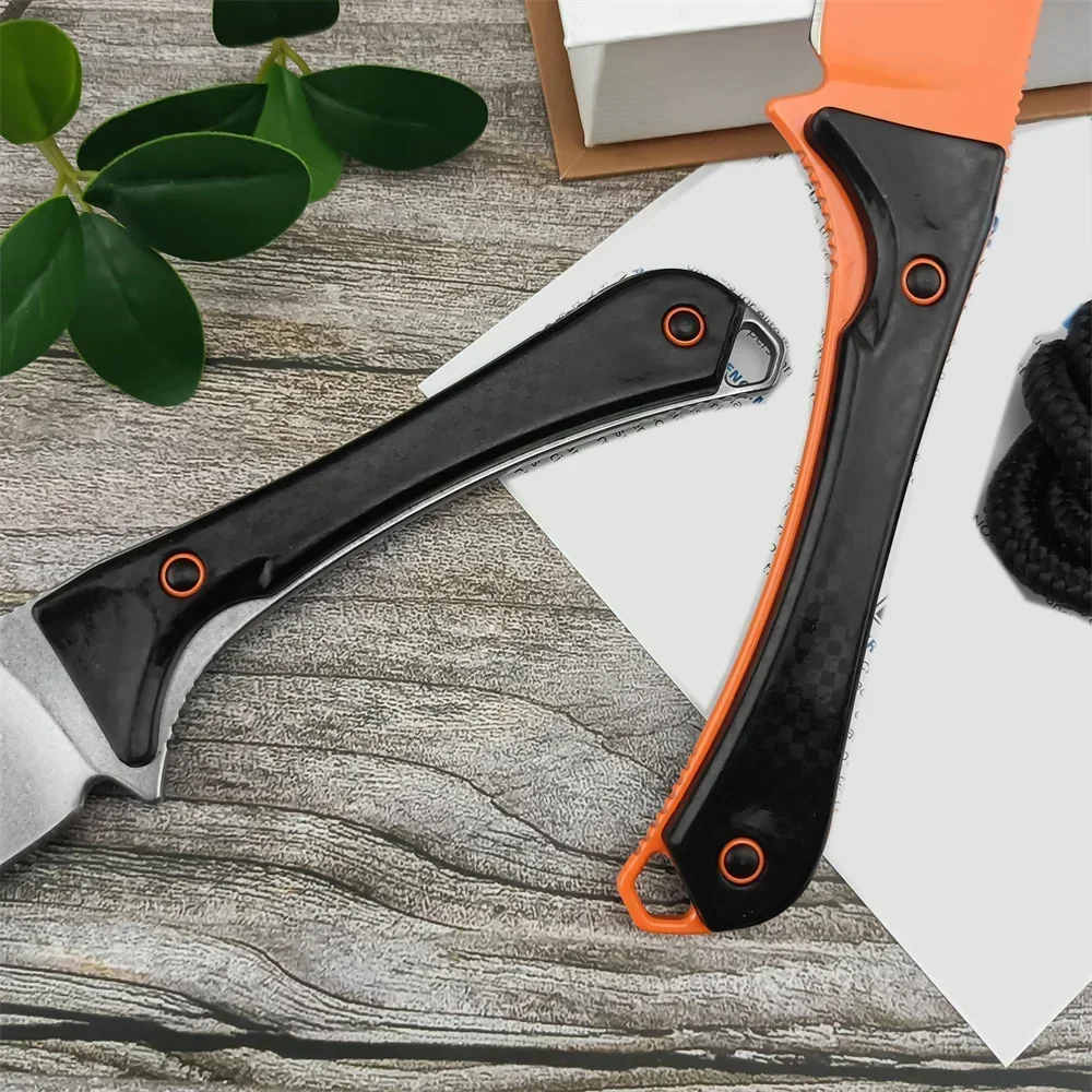 15201OR Altitude Combat Fixed Blade Knife 3.08" CPM-S90V Orange DLC Drop Point Gift Boltaron Sheath Tactical Hunting EDC Tool