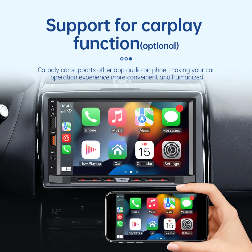 Android 11 Universal 7inch2Din Wireless CarPlay Android Auto Car radio with Bluetooth WiFi GPS Navigation FM Multimedia player