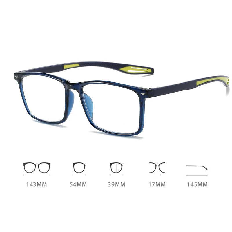 Men Women Blue Light Blocking Reading Glasses Fashion Retro Square Frame Far Sight Eyewear Vintage Presbyopia Eyeglasses 0 +4.0