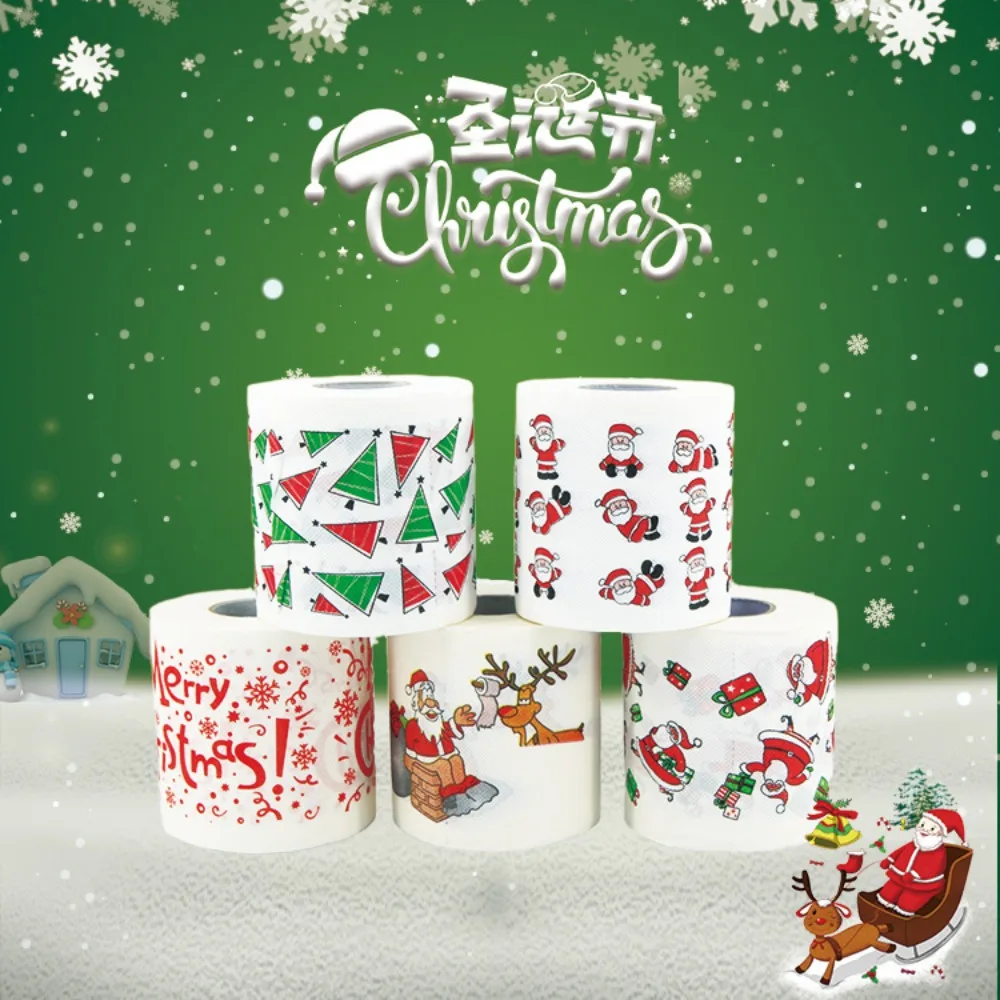 1pc Santa Claus Pattern Series Printed Toilet Printed Roll Paper Printed Christmas Toilet Roll Paper