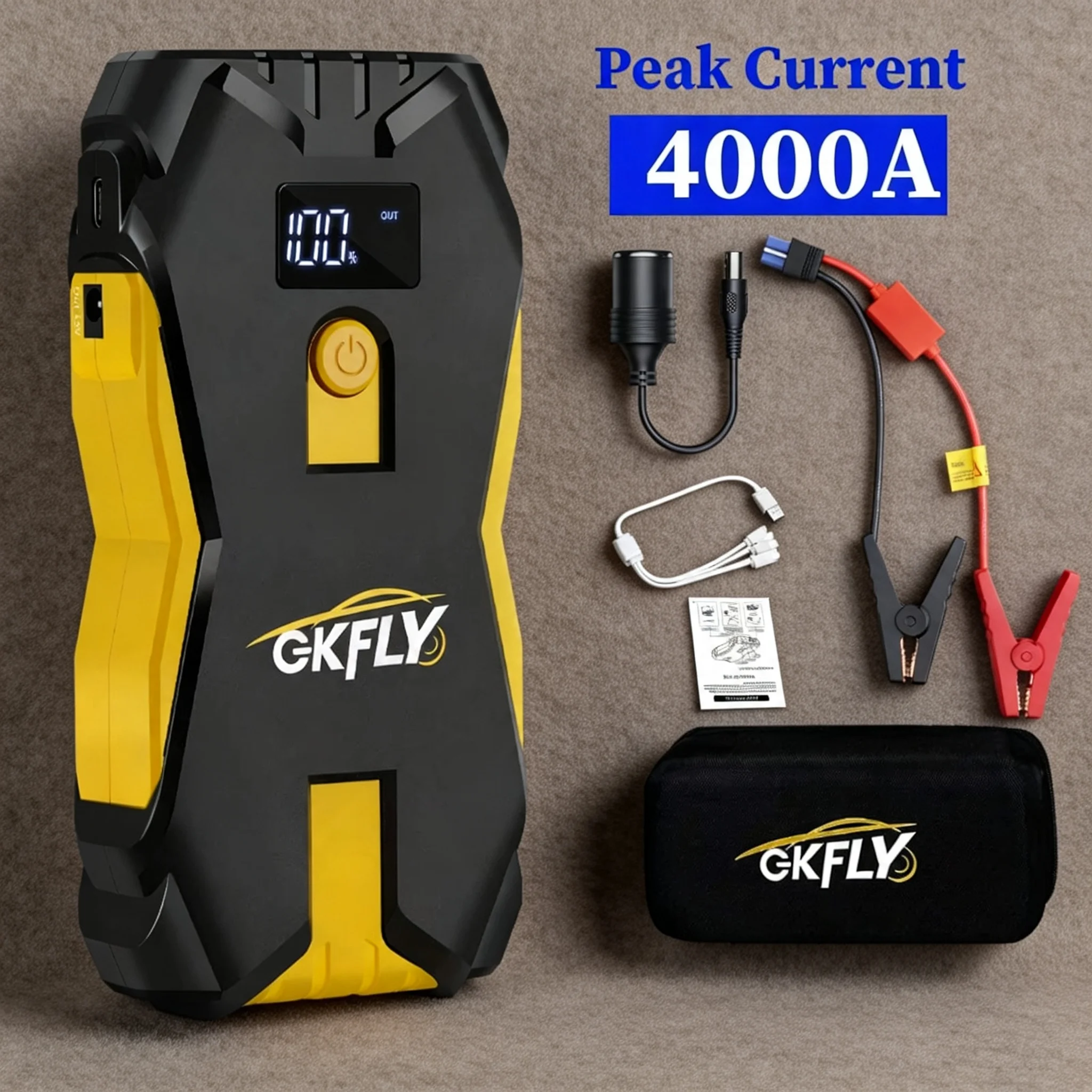 GKFLY 4000A Auto Startkabels Draagbare Powerbank 2000A Auto Accu Booster 12V Hulpstartapparaat voor Diesel