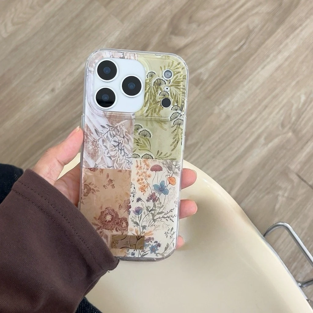 الرجعية النمط الصيني الزهور الملونة الربط للصدمات واقية غطاء الهاتف القضية آيفون 17 16 15 14 برو ماكس #4