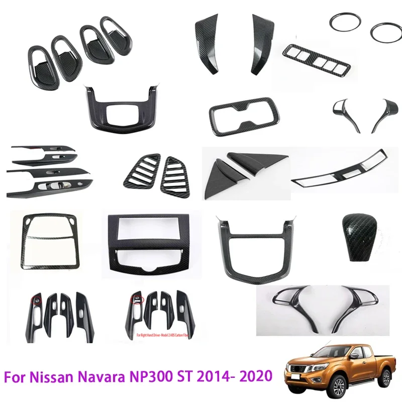 For Nissan Navara NP300 ST 2014- 2020 ABS Gear Shift Panel Door Handle air vent window swtich Cover Trim Interior Accessories