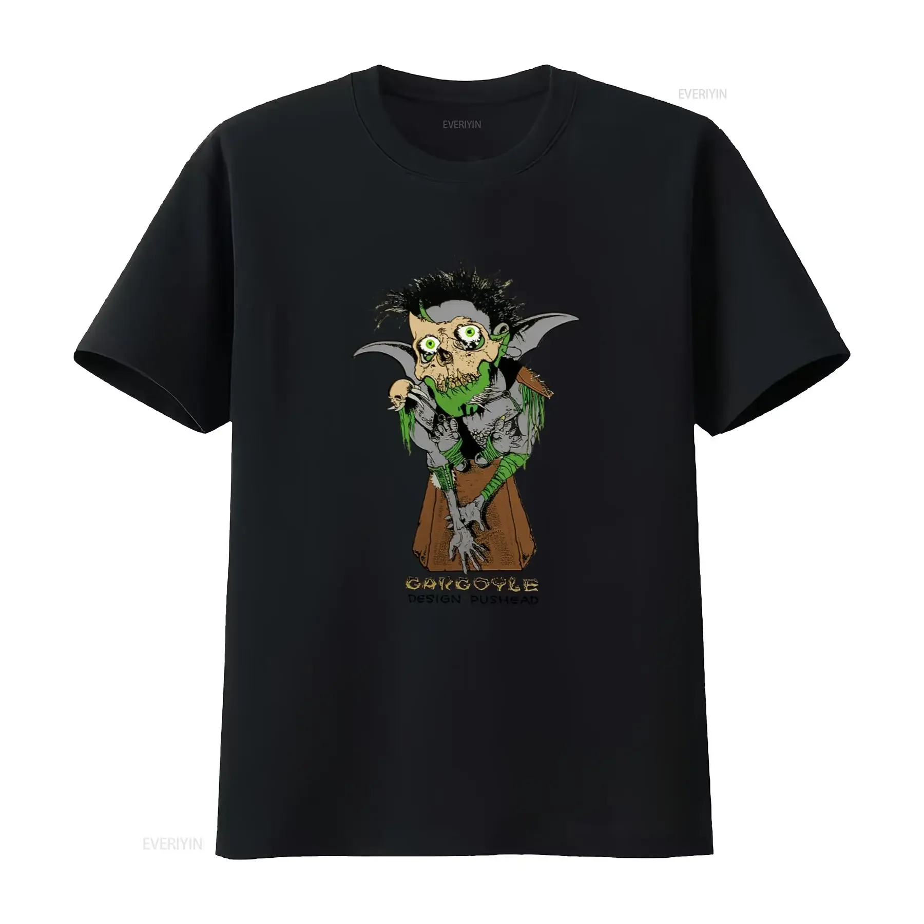80s Vintage Zorlac Pushead Inspired Gargoyle T Shirt Retro Rock Band Style vintage Washed homme Casual Versatile Stretched