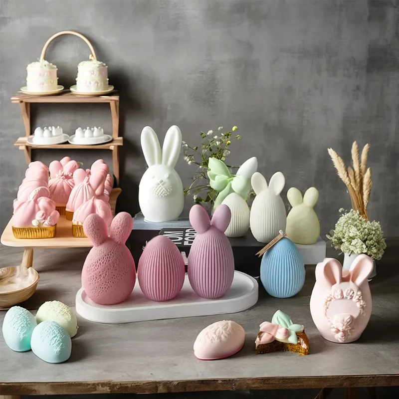 Easter Egg Silicone Mold Bunny Egg Shape Candle Gips Ornament Mold Decoration Candle Making Supplies