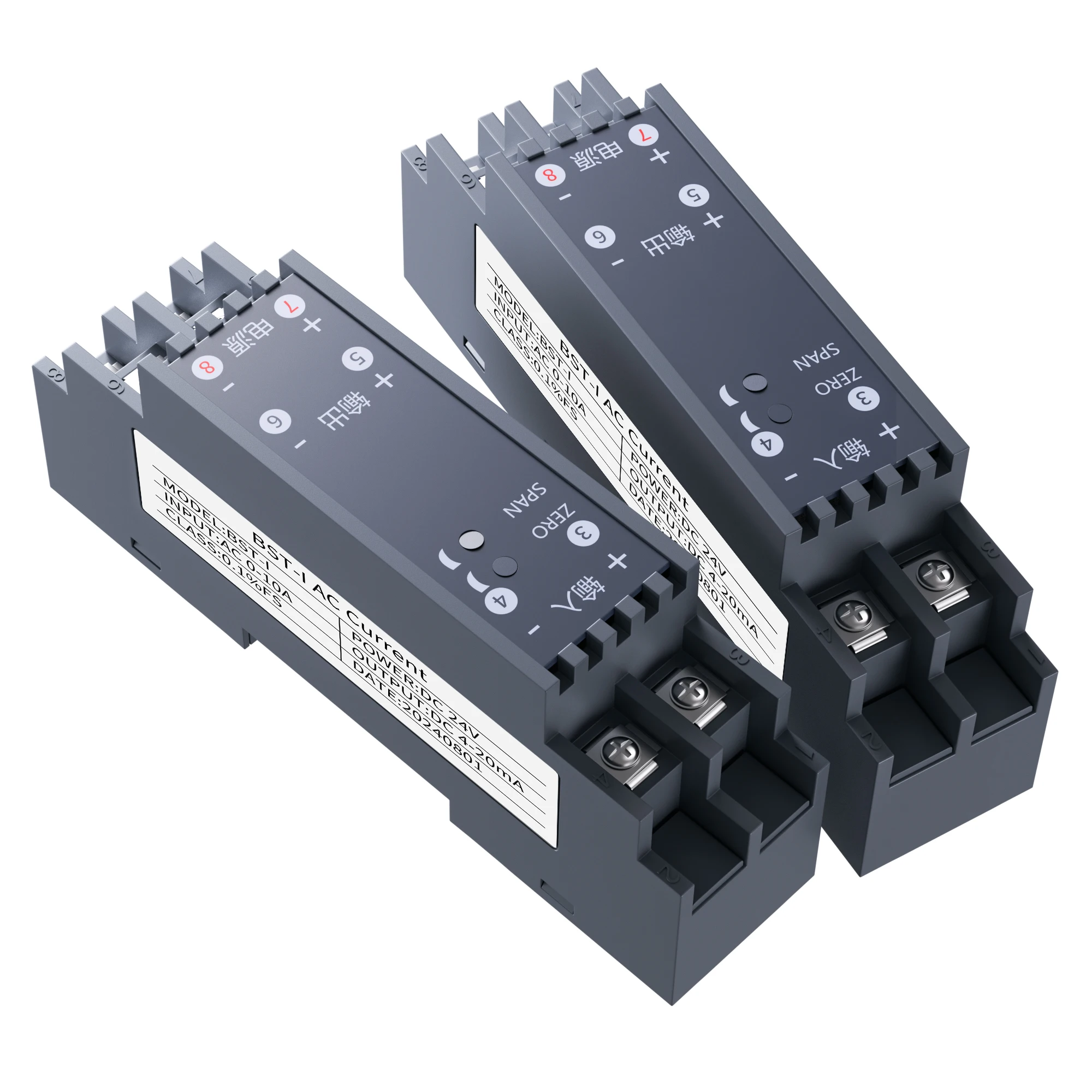 4-20mA 0-10V 0-5V 35mm DIN Rail AC Current Signal Converter AC 1A/2A/3A/5A/10A to 0-20mA DC24V Current Transducer Sensor