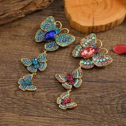 creative butterfly brooch rhinestone insect banquet long pin accessories jewel