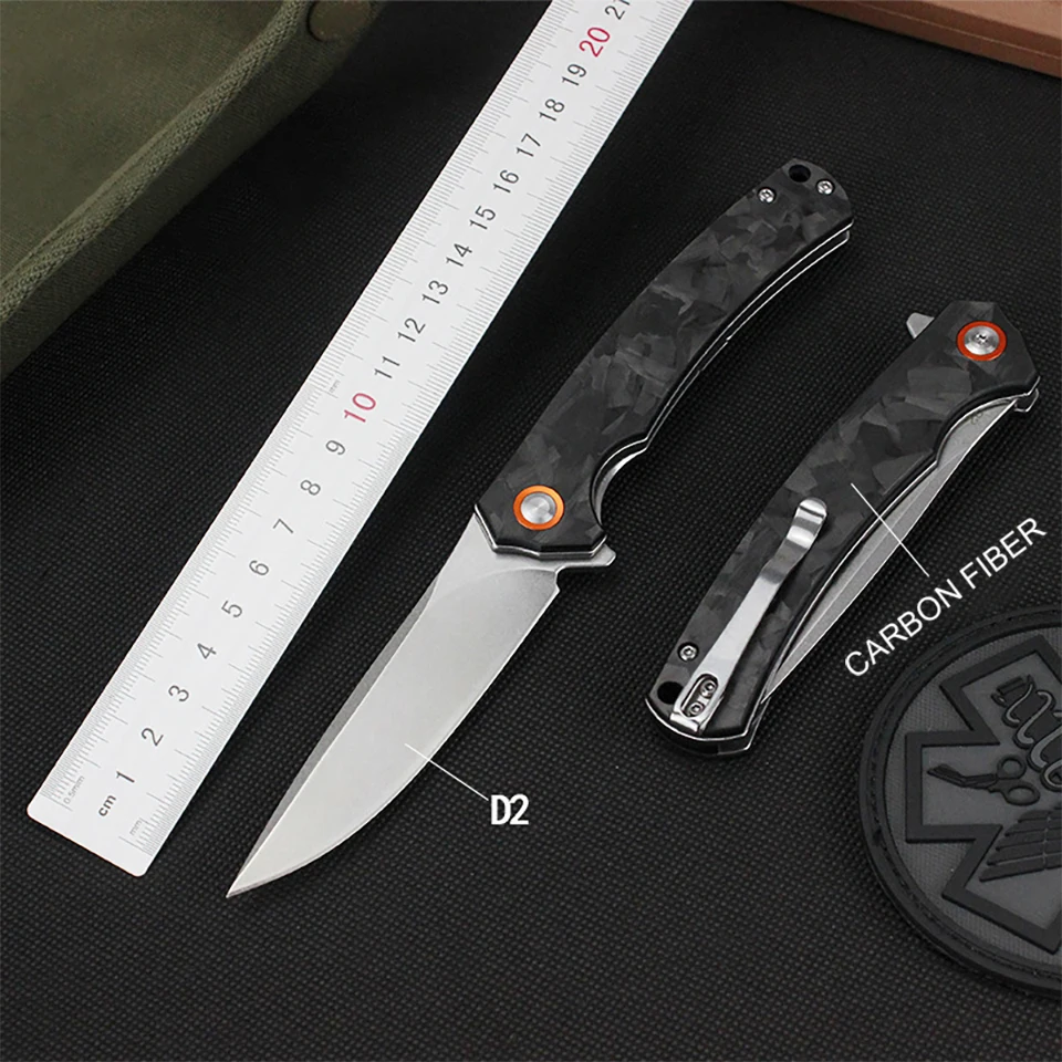 

Folding Knife EDC Multi High Hardness D2 Blade Carbon Fiber Handle Good for Hunting Camping Survival Outdoor Everyday Carry