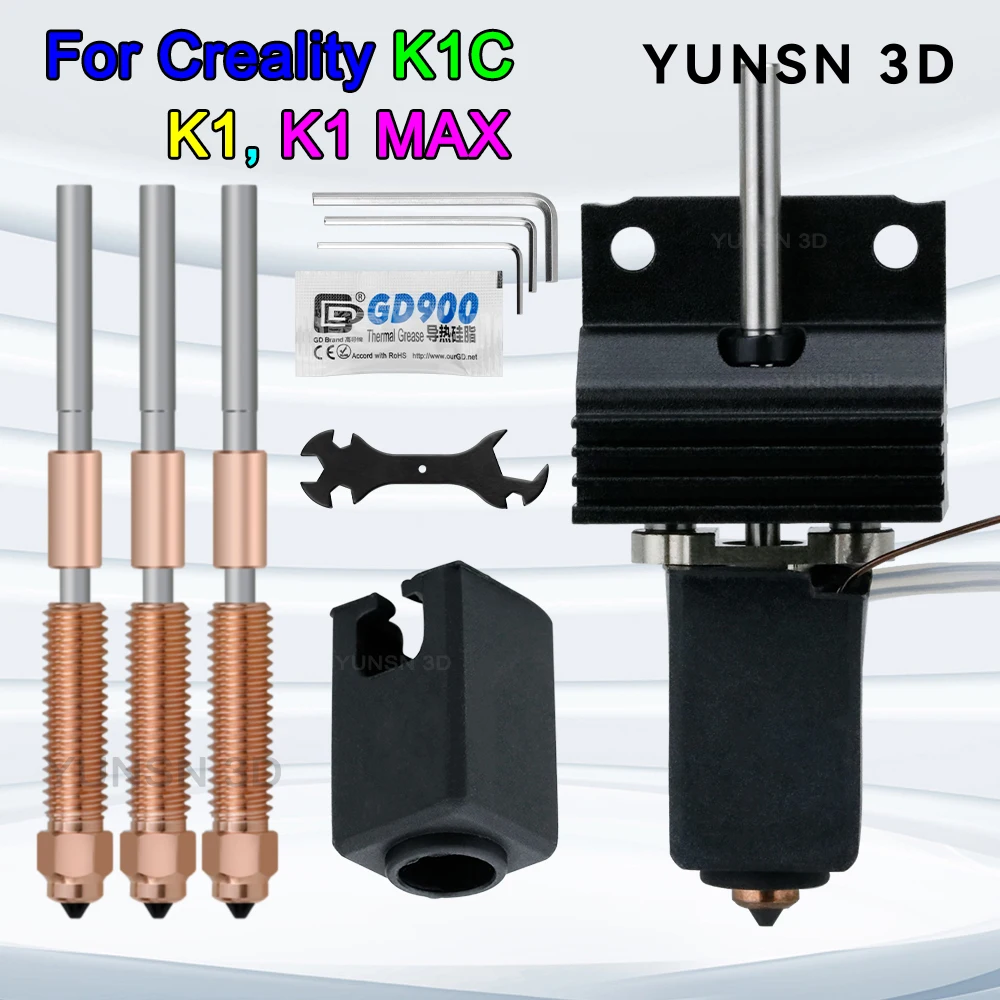 

Новый модернизированный комплект горячего конца K1C для 3d-принтера Creality K1, K1 Max, сопло быстрого замены, керамический нагревательный блок, детали 3D-принтера