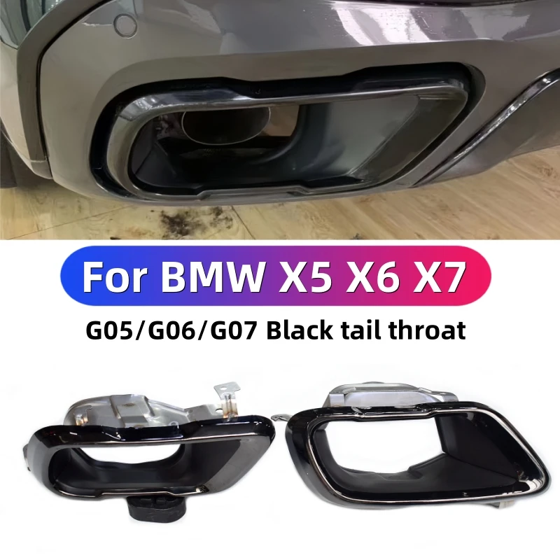 For BMW X5 X6 X7 square mouth black tailpipe G05 G06 G07 stainless steel muffler exhaust pipe tip nozzle exhaust head