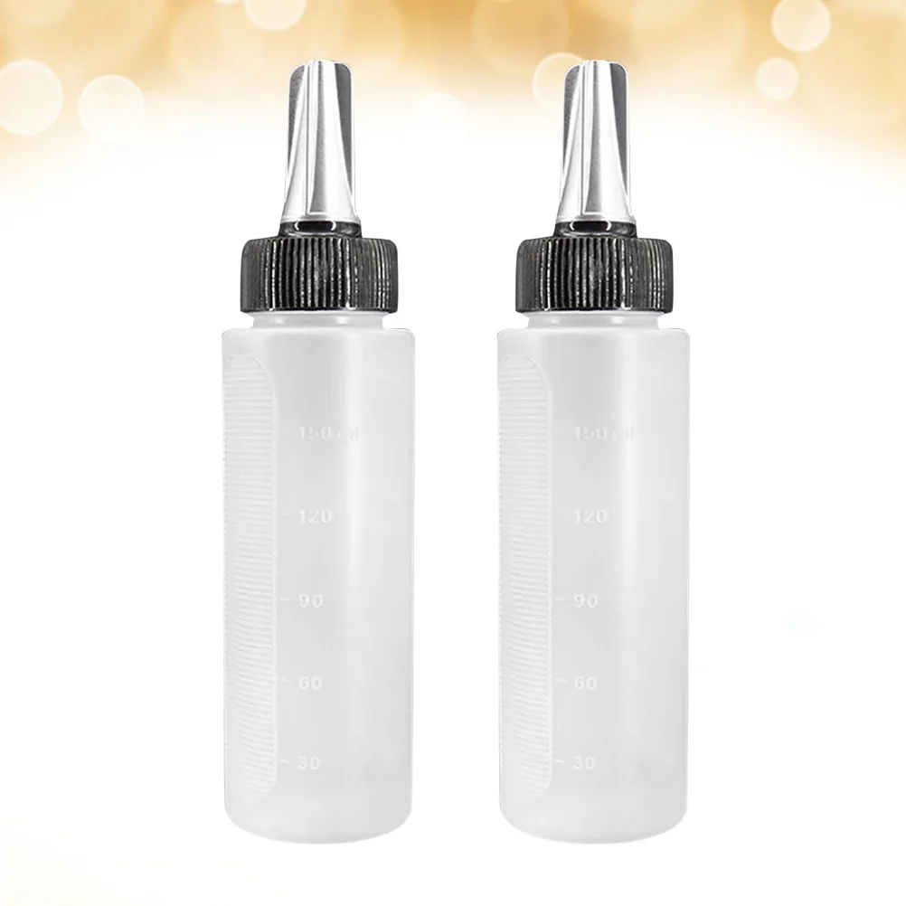 2 Stuks Applicator Fles Voor Haar Lege Applicator Met Schaal Lekvrije Knijpfles Kappers Verven Permanenten Transparant