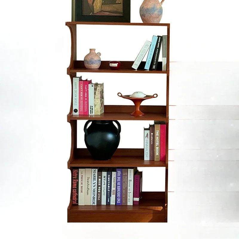 Medieval solid wood multi-layer bookshelf Nordic living room locker study display shelf storage