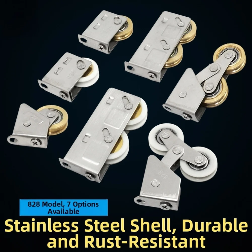 Stainless Steel 828 Type Sliding Door Window Roller Wheels Aluminum Alloy Glass Heavy Wardrobe Sliding Door Pulley Wheel
