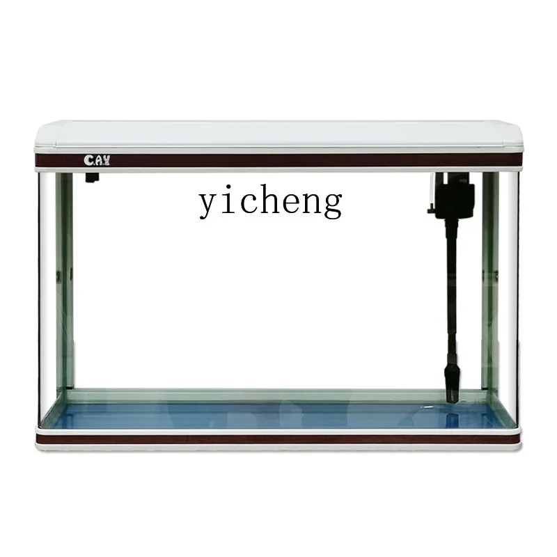 Zz hot curved glass fish tank living room small aquarium desktop household goldfish aquatic plants ecological fish tank