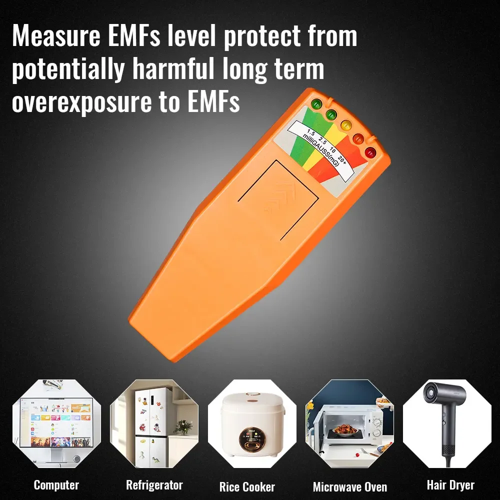 Handheld EMF Radiation Detector Gauss Meter 5 LED Indicators Portable Electromagnetic Field Tester For Abnormal Wave Research