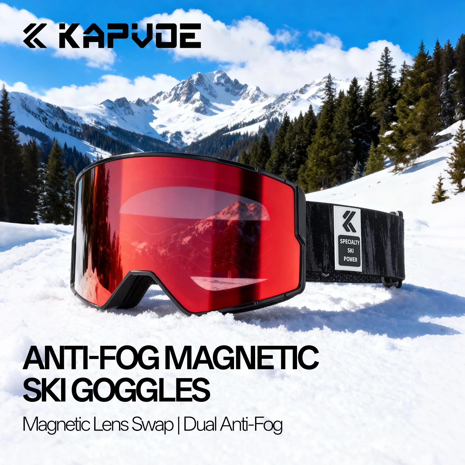 

Kapvoe Snow Goggles Ski Snowboarding Skiing Mask for Men Women Anti-Fog Lens Kit UV400 Protection Snowmobile Glasses Motorcycle