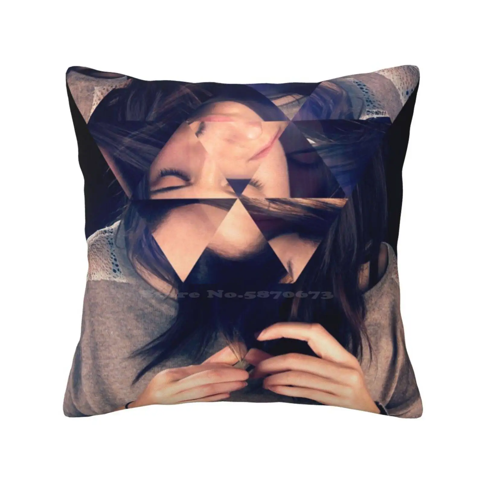 Kaleidoscope Eyes Pillows Case Bedroom Home Decoration Kaleidoscope Eyes Face Girl Woman Lady Shattered Triangles Pattern