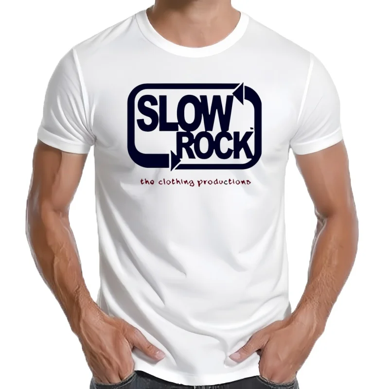 para hombre con estampado de patrón Slowrockk, moda de verano, ocio, transpirable de cuello redondo para hombre, ropa