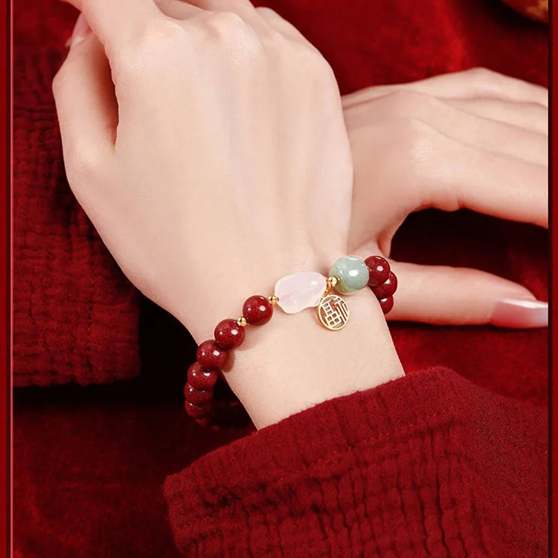 Double-layer Bracelet Natural Southern Red Lucky Year Hotan Jade Bracelet Girl Rabbit Jewelry Gift Female Brithday  Present