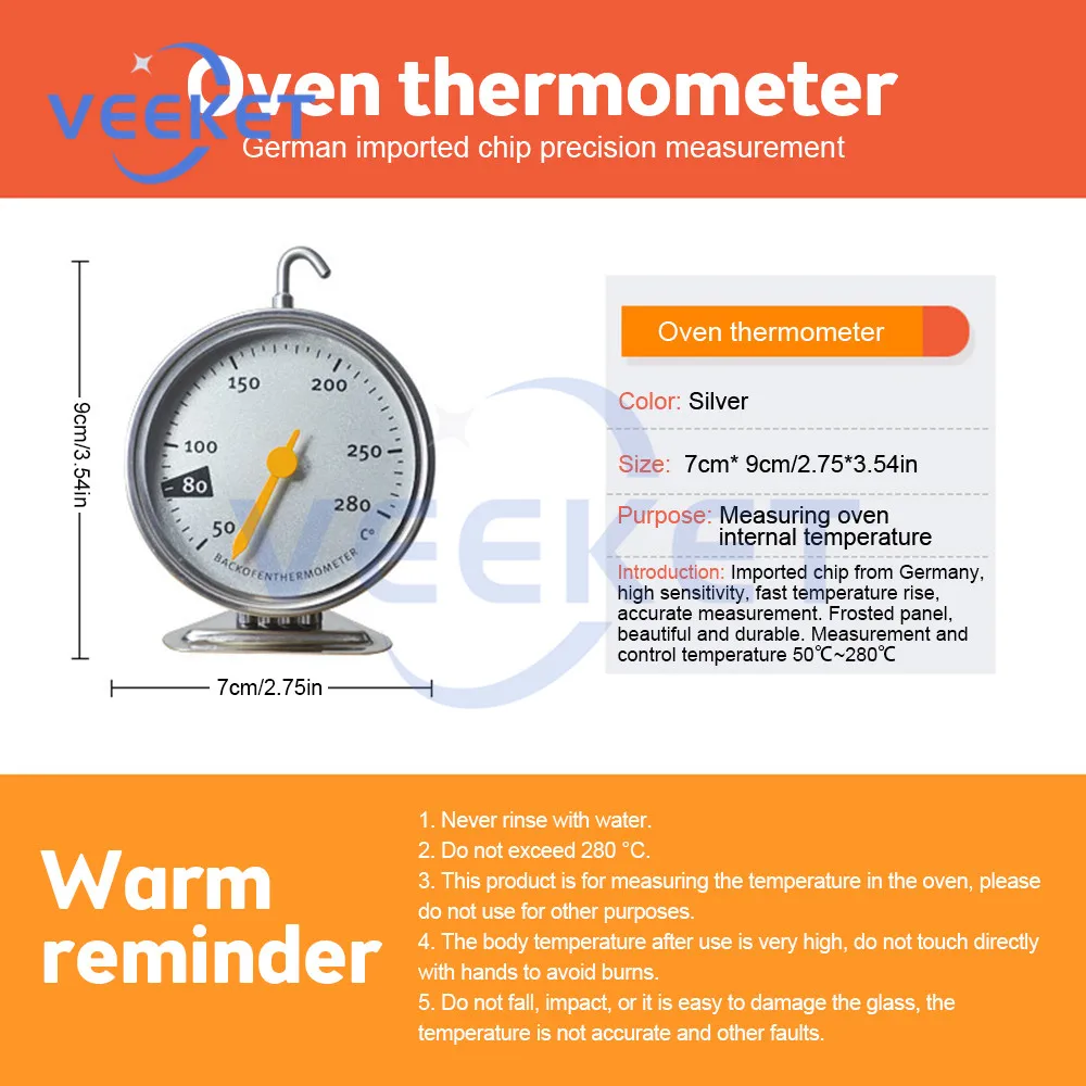 50-280 ° C termometr piekarnika nowy termometr do zawieszenia pionowe ze stali nierdzewnej o silnym czujnik temperatury do pomiaru wewnątrz