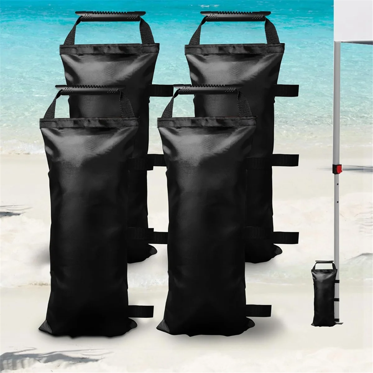 أكياس رمل لأوزان المظلة (بدون رمل) أكياس رمل للوزن أكياس رمل لخيمة المظلة أوزان المظلة 4 عبوات باللون الأسود