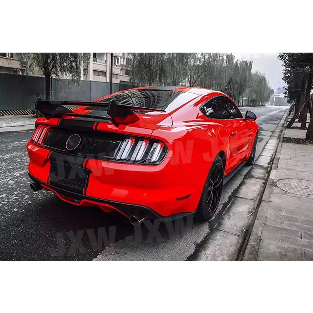 

JXWANCF Carbon Fiber Rear Boot Spoiler Wings For Ford Mustang GT V8 V6 GT350R Coupe 2015 2016 2017 Double Layer Spoiler FRP