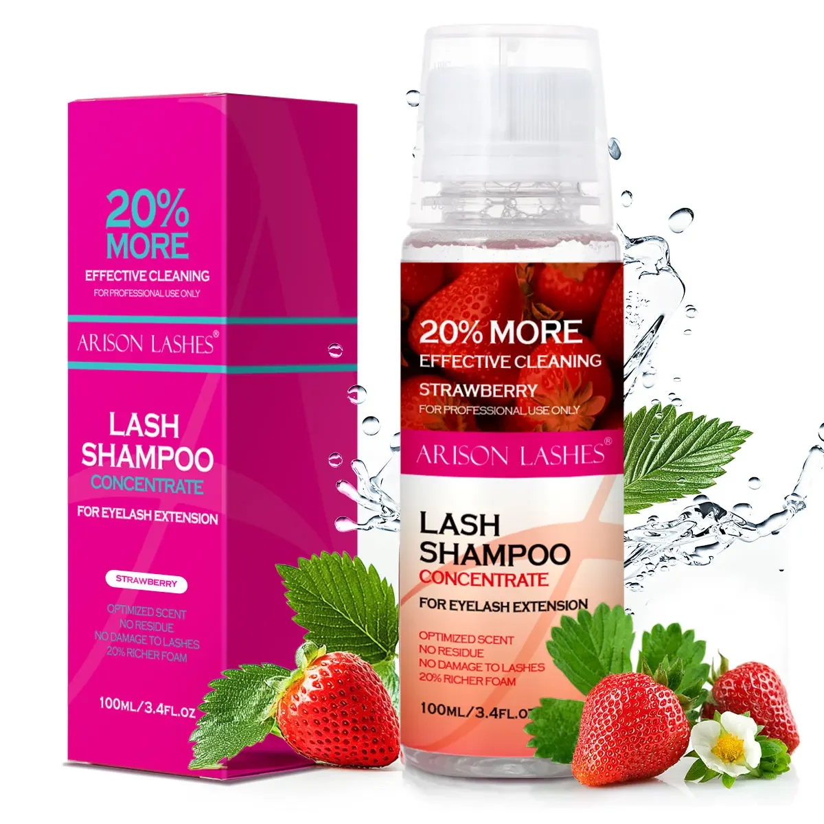 ARISON False Eyelash Cleanser Shampoo Concentrate 100ml Eyelashes Extension Tools Liquid Foaming Mousse Oil-Free No-irritating