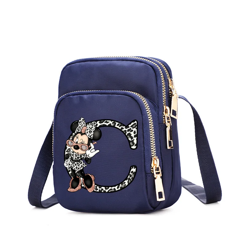 Disney-Sac à bandoulière Minnie Mouse pour femme, 26 lettres, léger, à la mode, initié, mignon