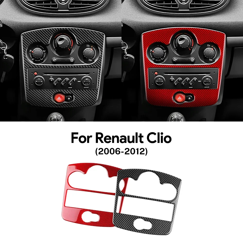 Carbon Fiber Look Central Console AC CD Panel Trim For Renault Clio 3 2006-2008-2010-2012 Car Interior Sticker