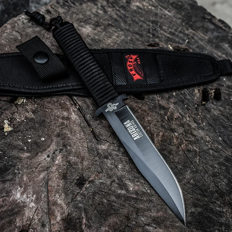 

wolf Small Straight Knife Fruit Knife Portable Outdoor survival knife black handle Camping Hunting Hike collection gifts