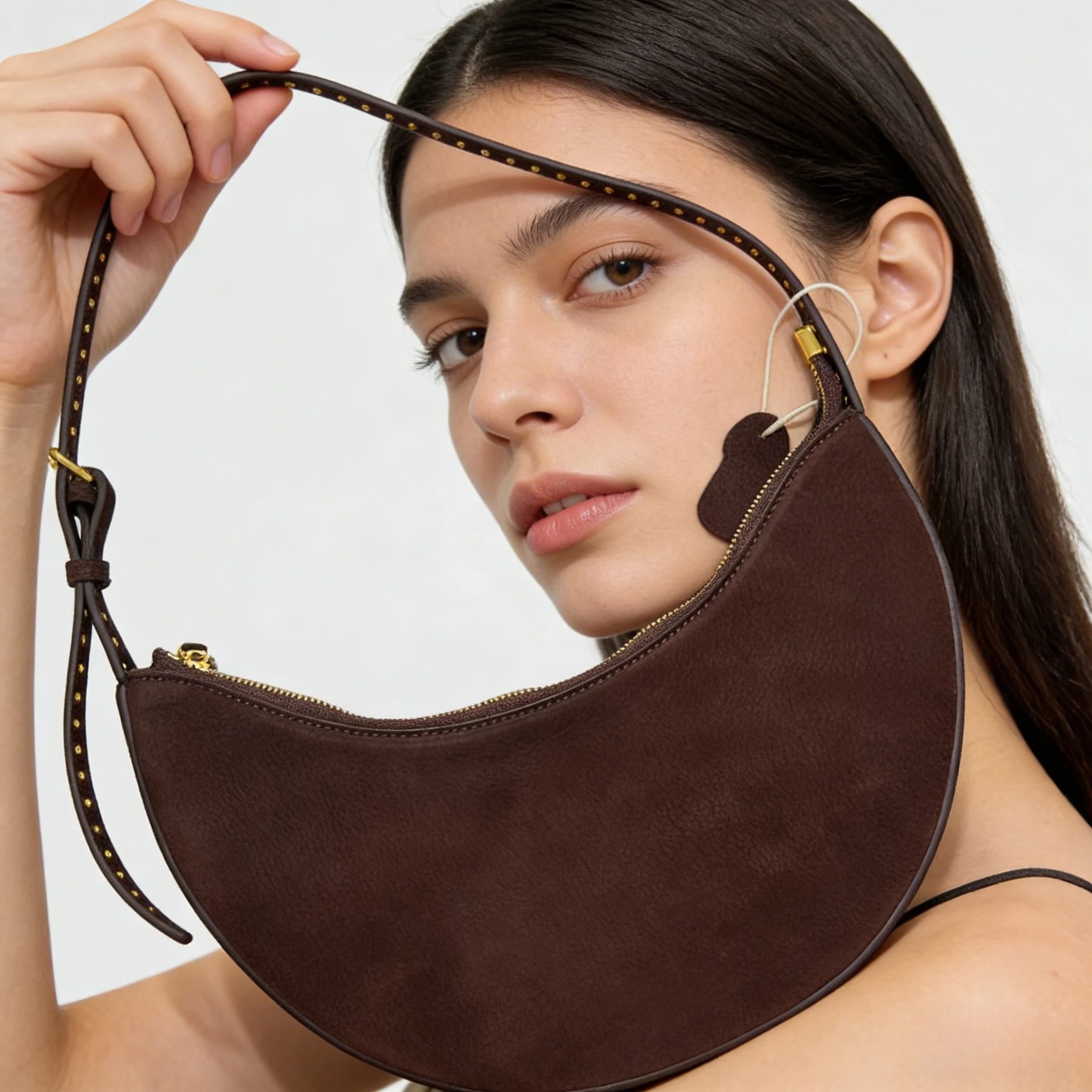 

Simple Retro Suede Cowhide Casual Underarm Bag Women Large Capacity Shoulder Bag Big Shopping Commuter Tote