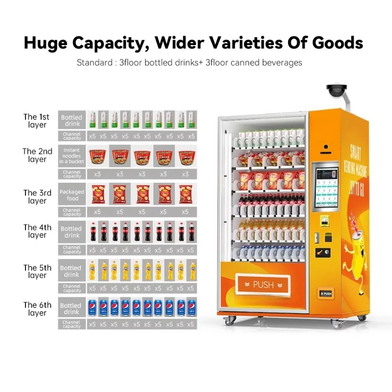 Customized Smart Touchscreen Vending Machines for Snacks Beverages and Necessities Ideal for Unmanned Stores and Side Businesses