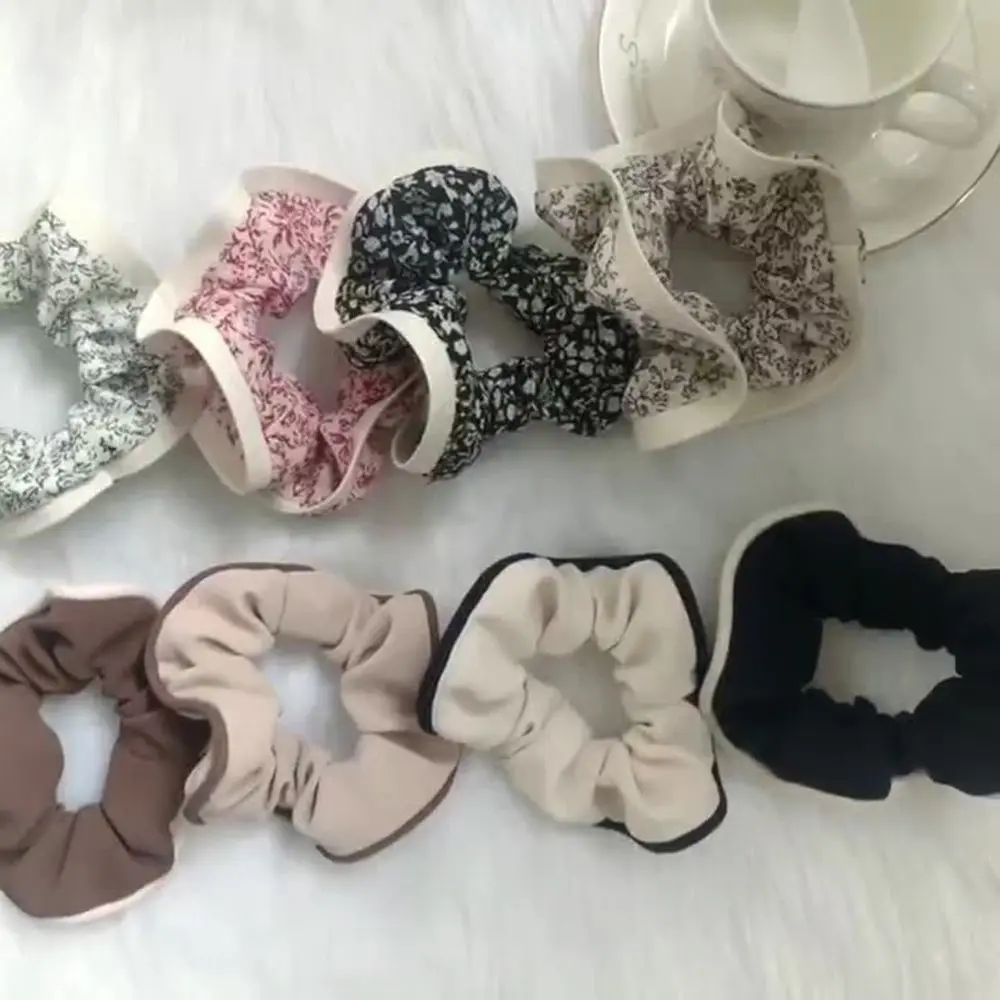 Korean Elegant Hair Scrunchies Simple Floral Hair Band Women Girls Ponytail Holder Hair Rubber Bands Hair Ties Hair Accessories