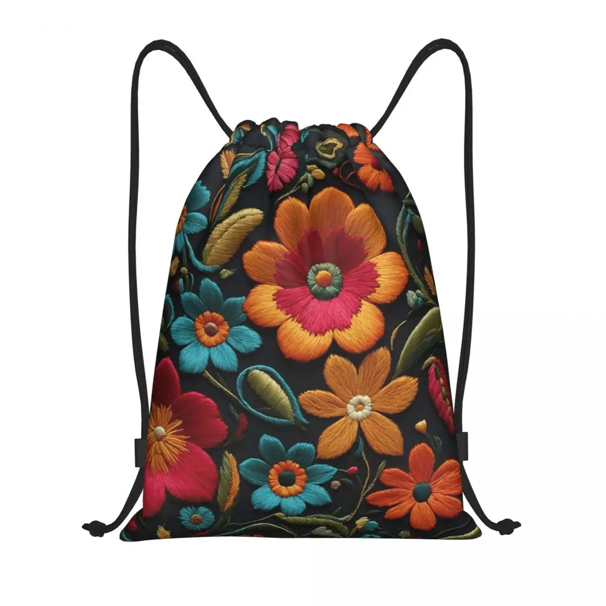 

Mexican Vintage Flroal Rebozos Mexicanos Backpacks Fashion Drawstring Bundle Pocket Sports Bag Book Bags for Travel School