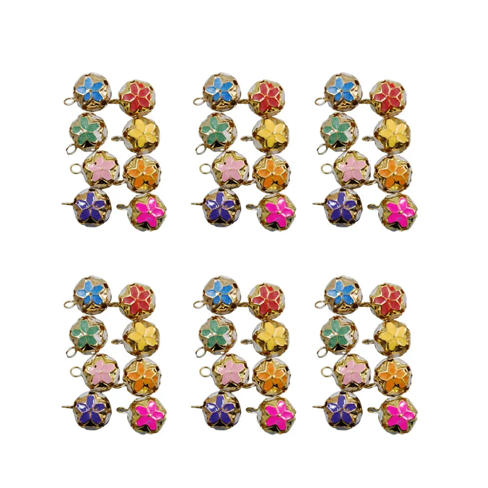 

100Pcs Hollow Cherry Blossom Bells Japanese Bell Pendant Accessories for DIY Craft Hanging Decorative Supplies Mixed Color