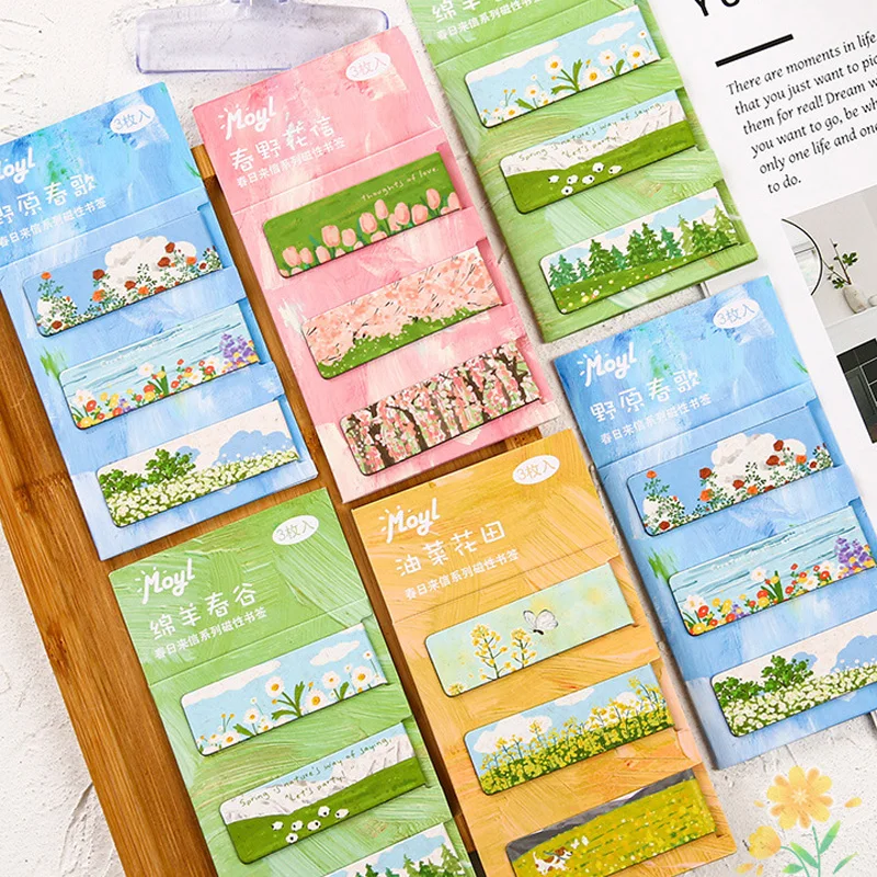 12 Sheets/set kawaii Cute Sea Flowers Bookmarks Fridge Magnet Metal Book Markers for Kids Teacher Gifts School Book Accessories