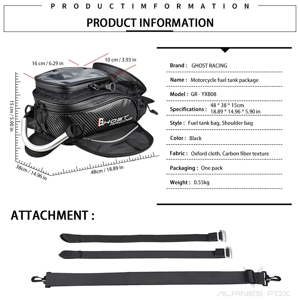 Magnetic Motorcycle Fuel Tank Bag Waterproof Touch Screen Navigation Bag Universal Motorbike Tool Pack Portable Large Capacity