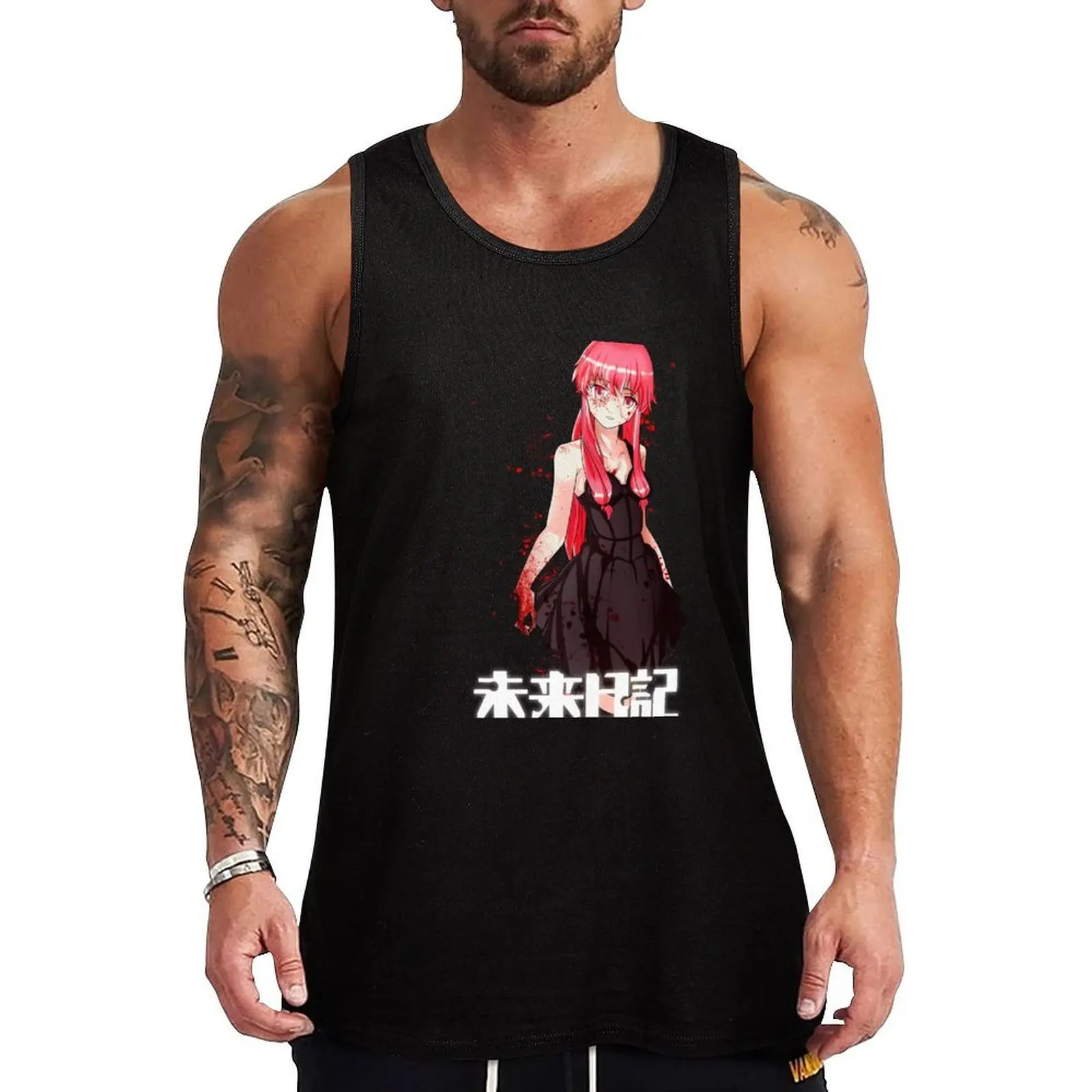 

Mirai Nikki Tank Top Men's sleeveless gym shirts t shirts bodybuilding for men